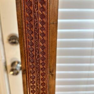 Deon Mens Brown Genuine Leather Tall and Big Aztec Design Classic Rodeo Belt